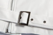 Load image into Gallery viewer, Men Slim White Leather Jackets Oblique Zipper