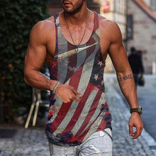Load image into Gallery viewer, Men Summer Tank Tops Casual Beach O Neck American Flag Printed
