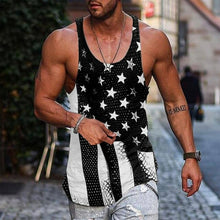 Load image into Gallery viewer, Men Summer Tank Tops Casual Beach O Neck American Flag Printed