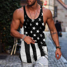 Load image into Gallery viewer, Men Summer Tank Tops Casual Beach O Neck American Flag Printed