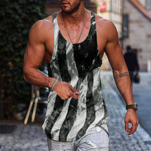 Load image into Gallery viewer, Men Summer Tank Tops Casual Beach O Neck American Flag Printed