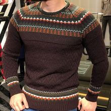 Load image into Gallery viewer, Men Warm Knitted Jacquard Jumper Street Autumn Fashion Long Sleeve