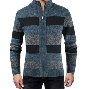 Men's Autumn and Winter Fashion Sweater Patchwork Knitted Cardigan