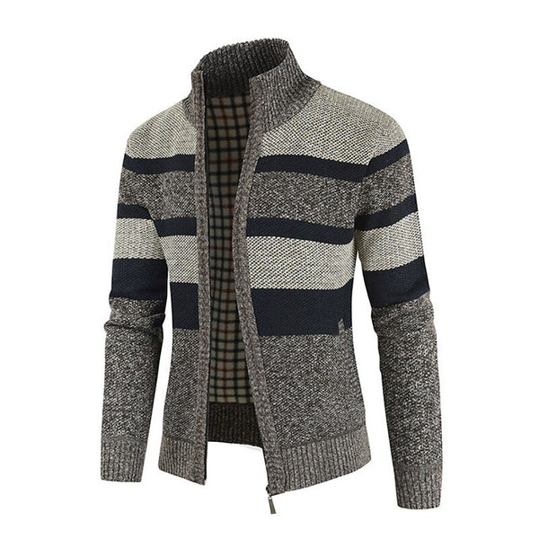 Men's Autumn and Winter Fashion Sweater Patchwork Knitted Cardigan