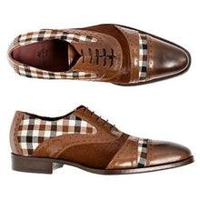 Load image into Gallery viewer, Men&#39;s Brogue Shoes Brown Black Patchwork Fabric Business Lace-up