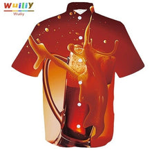 Load image into Gallery viewer, Men's Graphic Beer Button Down Shirts Novelty Beach 3D Pattern Summer