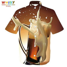 Load image into Gallery viewer, Men's Graphic Beer Button Down Shirts Novelty Beach 3D Pattern Summer
