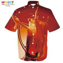 Load image into Gallery viewer, Men's Graphic Beer Button Down Shirts Novelty Beach 3D Pattern Summer