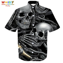 Load image into Gallery viewer, Men's Graphic Skeleton Button Down Shirts Novelty Beach 3D Pattern