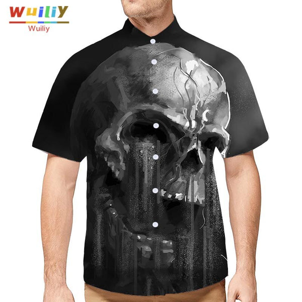 Men's Graphic Skeleton Button Down Shirts Novelty Beach 3D Pattern