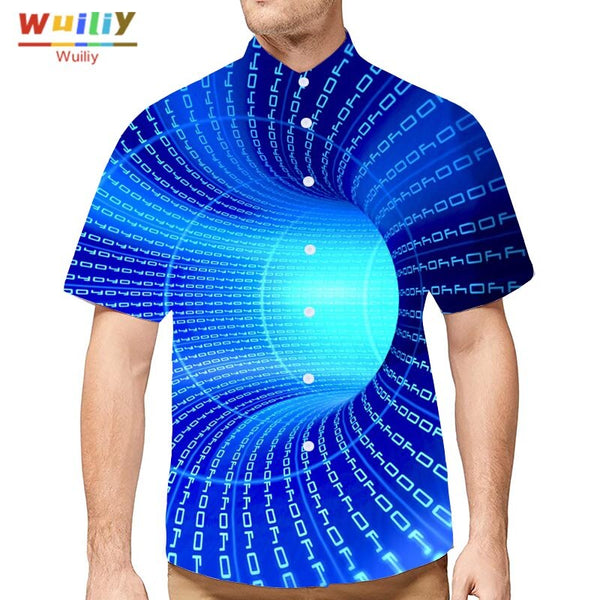 Men's Graphic Swirl Button Down Shirts Novelty Beach 3D Pattern Summer