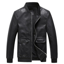 Load image into Gallery viewer, Men's Leather Jacket Baseball Collar Slim Fit