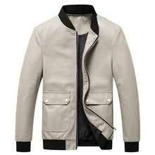 Load image into Gallery viewer, Men's Leather Jacket Baseball Collar Slim Fit