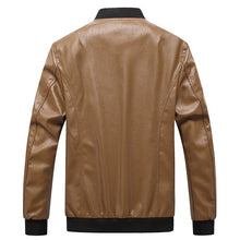 Load image into Gallery viewer, Men's Leather Jacket Baseball Collar Slim Fit