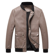 Load image into Gallery viewer, Men's Leather Jacket Baseball Collar Slim Fit