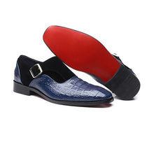 Load image into Gallery viewer, Men&#39;s Loafers Handmade Blue Black Suede Pu Leather Stitching