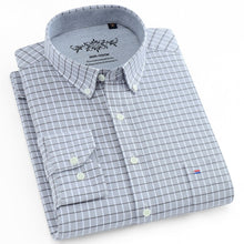 Load image into Gallery viewer, Men's Plaid Checked Oxford Button down Shirt Single Patch Pocket