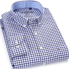 Load image into Gallery viewer, Men's Plaid Checked Oxford Button down Shirt Single Patch Pocket