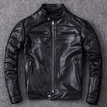 Load image into Gallery viewer, Sheepskin Leather Jacket Motorcycle Biker