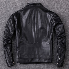 Load image into Gallery viewer, Sheepskin Leather Jacket Motorcycle Biker