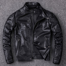 Load image into Gallery viewer, Sheepskin Leather Jacket Motorcycle Biker