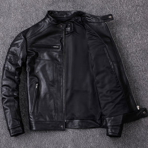 Sheepskin Leather Jacket Motorcycle Biker