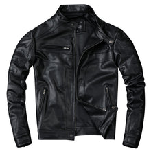 Load image into Gallery viewer, Sheepskin Leather Jacket Motorcycle Biker