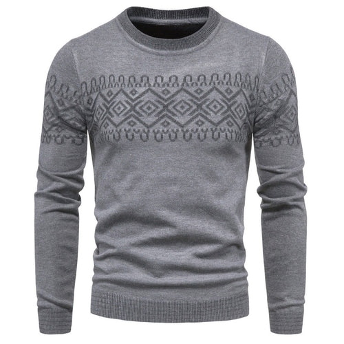 Men's Winter Round Neck Sweater Cotton Knitted Pullover Long Sleeve