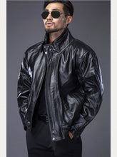 Load image into Gallery viewer, Leather Flight Suit Jacket Men Jacket Natural