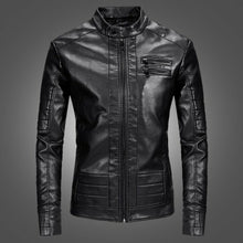 Load image into Gallery viewer, Mens Leather Jacket Fashion Motorcycle PU Leather Jacket Slim Fit Faux