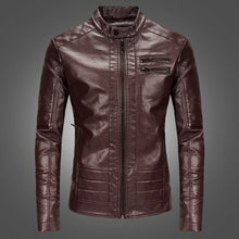 Load image into Gallery viewer, Mens Leather Jacket Fashion Motorcycle PU Leather Jacket Slim Fit Faux