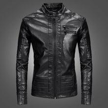 Load image into Gallery viewer, Mens Leather Jacket Fashion Motorcycle PU Leather Jacket Slim Fit Faux