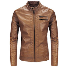 Load image into Gallery viewer, Mens Leather Jacket Fashion Motorcycle PU Leather Jacket Slim Fit Faux
