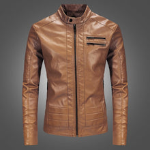 Load image into Gallery viewer, Mens Leather Jacket Fashion Motorcycle PU Leather Jacket Slim Fit Faux