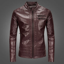 Load image into Gallery viewer, Mens Leather Jacket Fashion Motorcycle PU Leather Jacket Slim Fit Faux