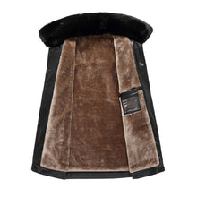 Load image into Gallery viewer, Mens Leather Jacket Winter Fur Collar Fleece PU Coats Business Casual
