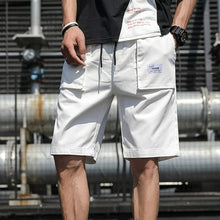 Load image into Gallery viewer, Mens Shorts Summer Cargo Shorts Fashion Knee Length Drawstring Men