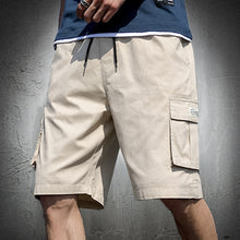 Load image into Gallery viewer, Mens Shorts Summer Cargo Shorts Fashion Knee Length Drawstring Men