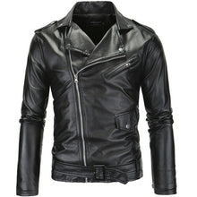 Load image into Gallery viewer, Mens Slim Fit White Leather Jackets Oblique Zipper Motorcycle Jackets