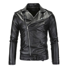 Load image into Gallery viewer, Mens Slim Fit White Leather Jackets Oblique Zipper Motorcycle Jackets