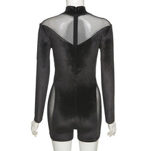 Load image into Gallery viewer, Mesh Velour Sexy Rompers See Through Long Sleeve Women Bodycon Romper - Sophornlilly