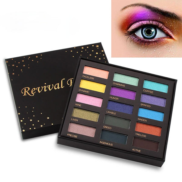 15 colors shimmer eyeshadow palette waterproof gold purple blue