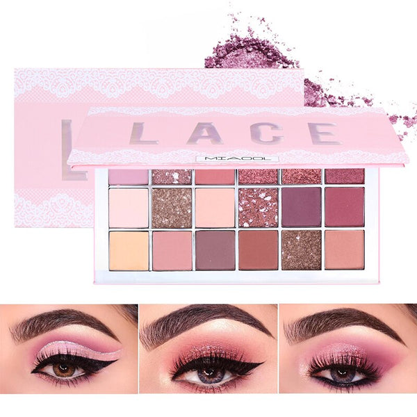 18 colors eyeshadow palette desert rose purple poplar color