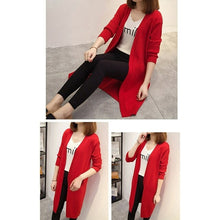 Load image into Gallery viewer, Mid length Cardigan Sweater Women Long sleeved Jacket Autumn Winter - Sophornlilly