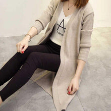Load image into Gallery viewer, Mid length Cardigan Sweater Women Long sleeved Jacket Autumn Winter - Sophornlilly