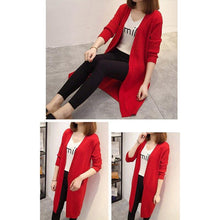Load image into Gallery viewer, Mid length Cardigan Sweater Women Long sleeved Jacket Autumn Winter - Sophornlilly