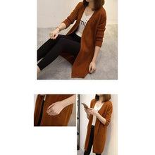 Load image into Gallery viewer, Mid length Cardigan Sweater Women Long sleeved Jacket Autumn Winter - Sophornlilly