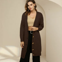 Load image into Gallery viewer, Mid length Women Knitted Sweater Twist Casual Long Sleeve Top Loose