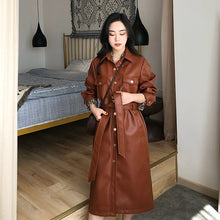 Load image into Gallery viewer, Mid long Windbreaker Jacket Women Pop New Autumn and Winter Retro