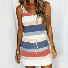 Load image into Gallery viewer, Mini Sexy Dress Fashion Stripe Drawstring
